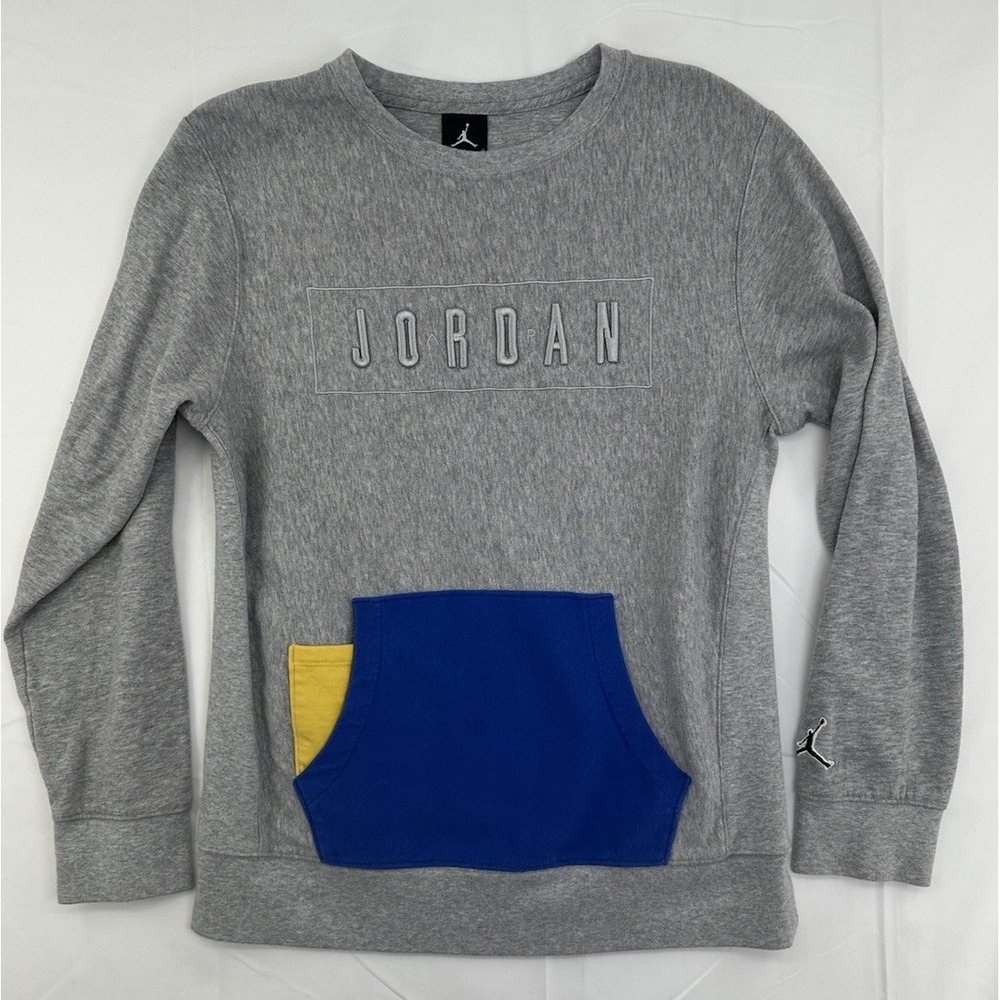 Jordan Sweatshirt Youth L Gray Fleece Lined Standard Fit Long Sleeve Pockets